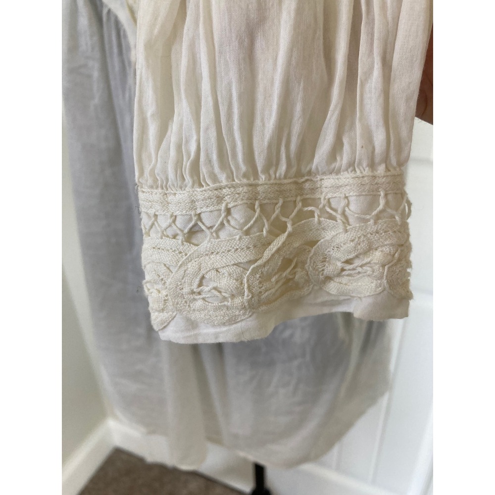 VAC West Vintage America White Cotton Gauze Crochet Lace Peasant Blouse Small - Picture 9 of 11